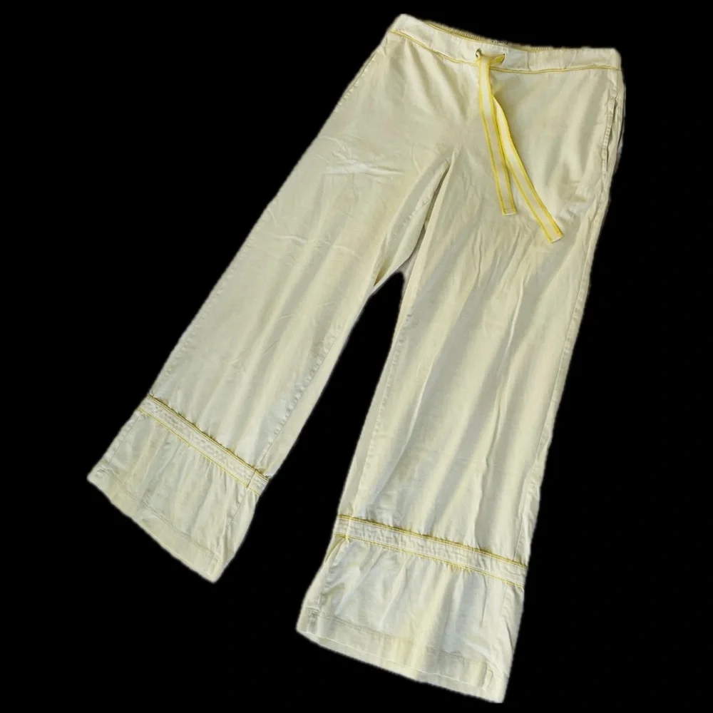 SOLD✨LA LIGNE | M | Bonne Nuit Wide Leg Pajama Pants Butter Lemon Cotton Stripe_5